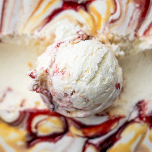 Salted Honey Peanut Butter and Jelly ice cream from love creamery in Duluth MN Superior WI