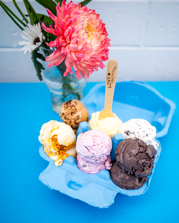 Flight of ice cream from Love Creamery Duluth MN Superior WI